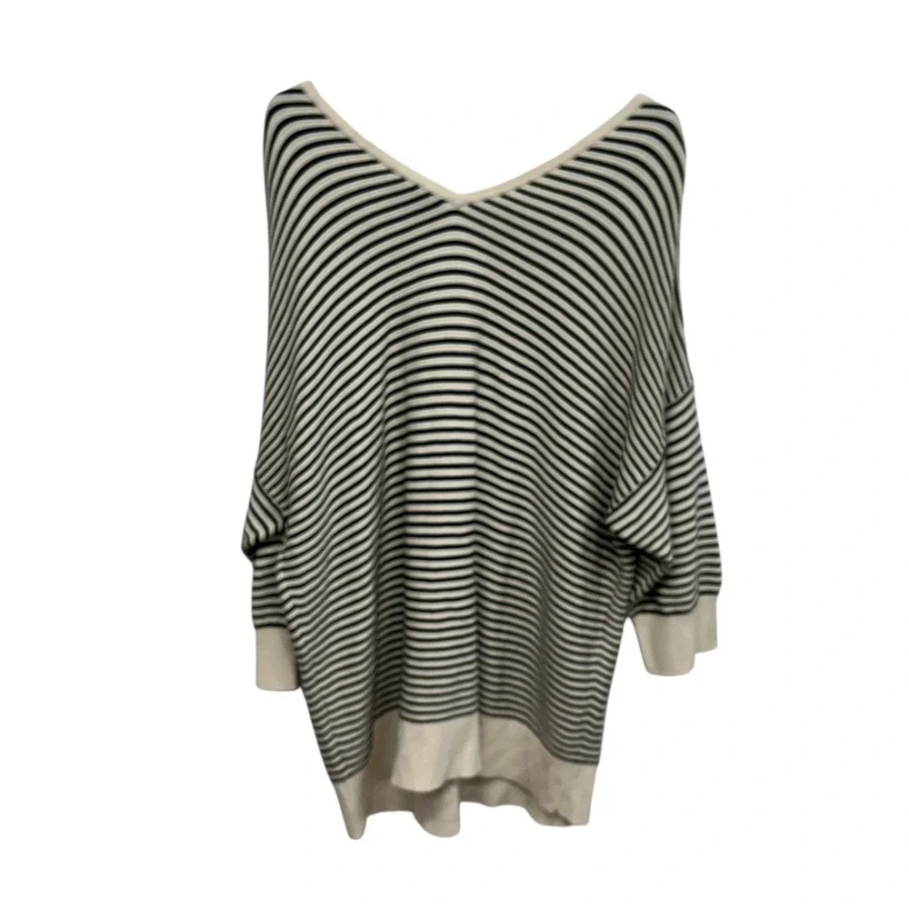Minimalist Tunic Sweater 18/20 Beige Black Striped Capsule‎ Comfy Cotton Rayon